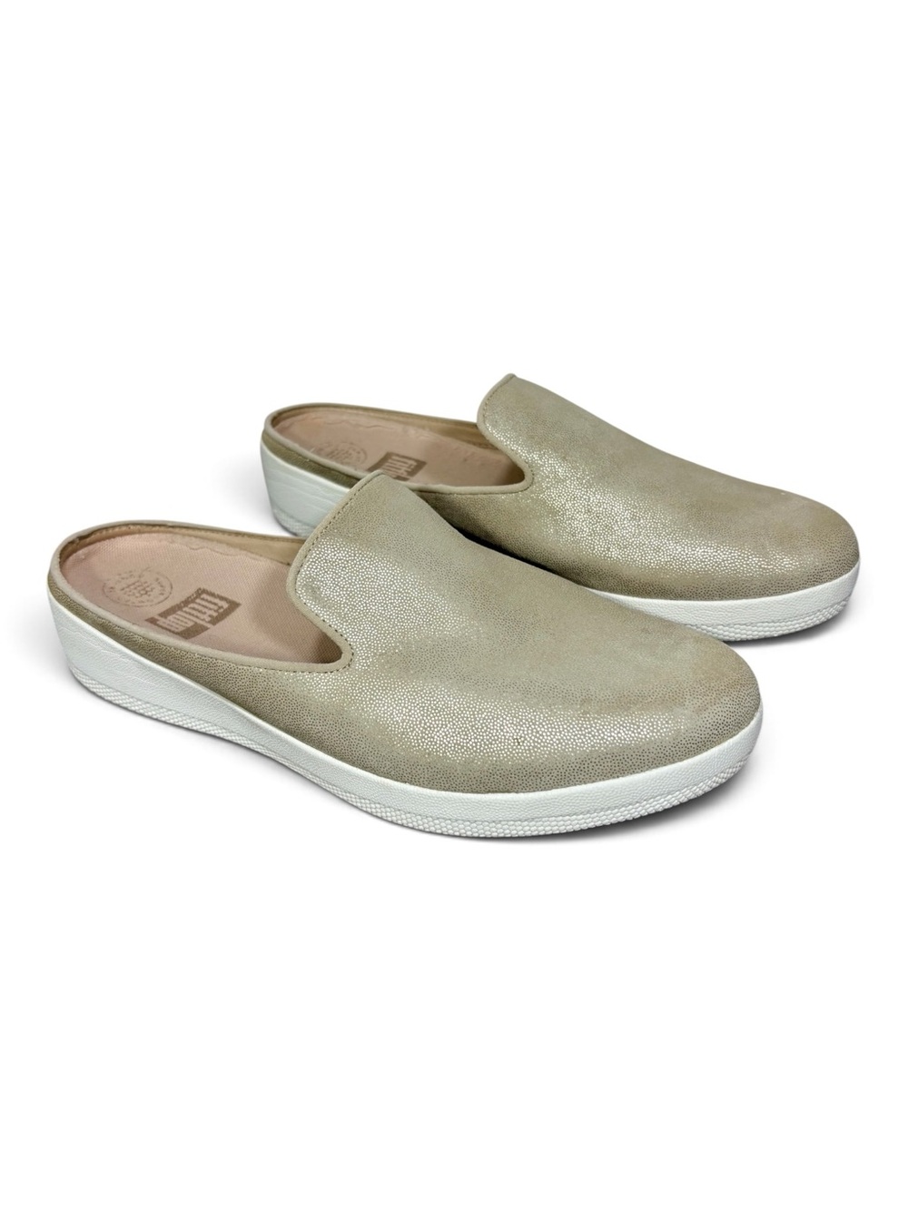 Fitflop Metallic Taupe Slip-On Mule Sneakers- woman’s 8.5